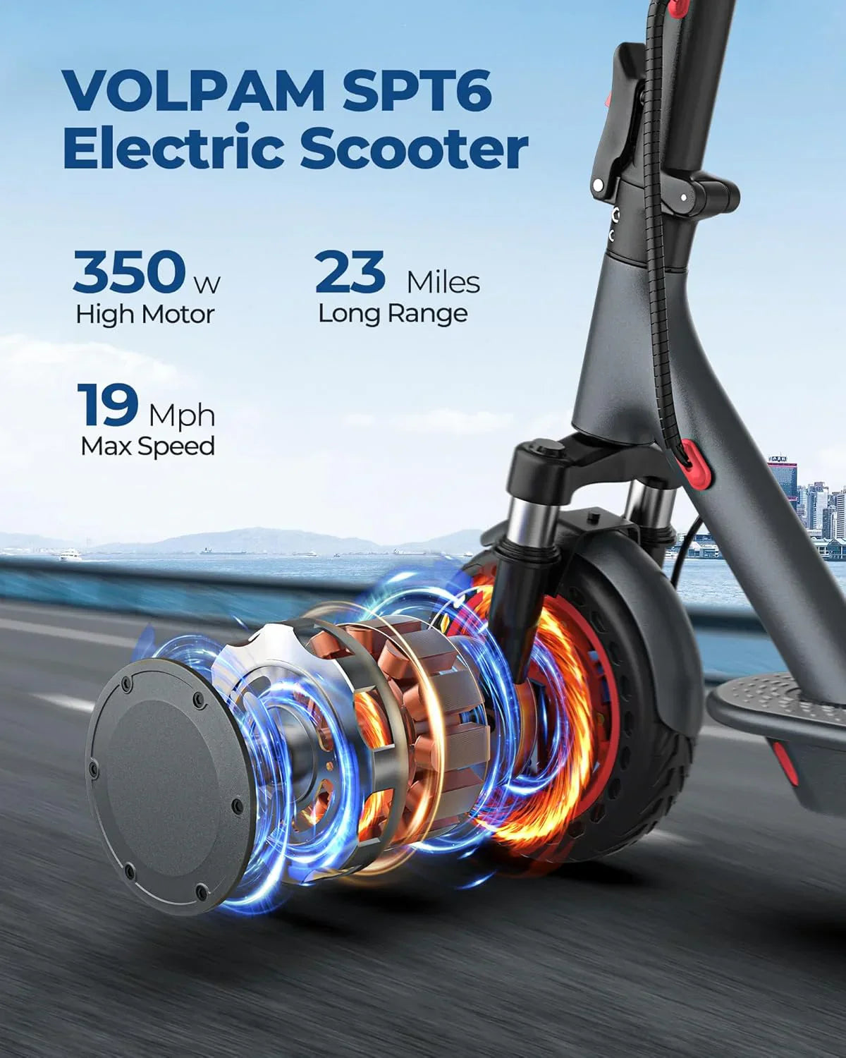 Electric Scooter 350W/500W Powerful Motor 8.5"/10" Solid Tires 19/22Mph 28/21/12 Miles Range