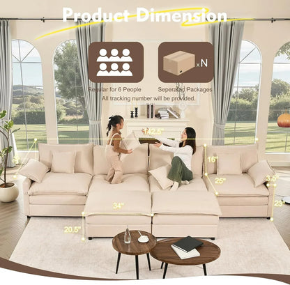 108" U-shaped sofa modular sofa three-seater comfortable cloud sofa