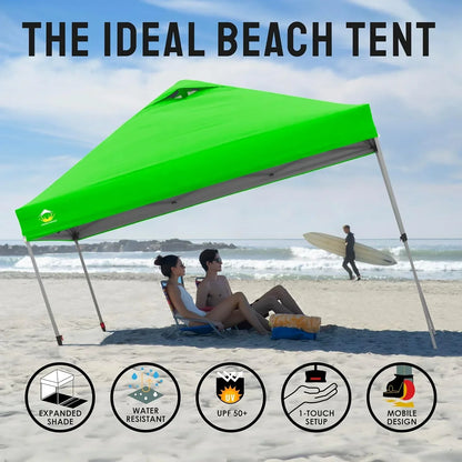 10x10 Pop-Up Awning One-Click Installation Beach Tent Outdoor Sunshade Silver Coated Top