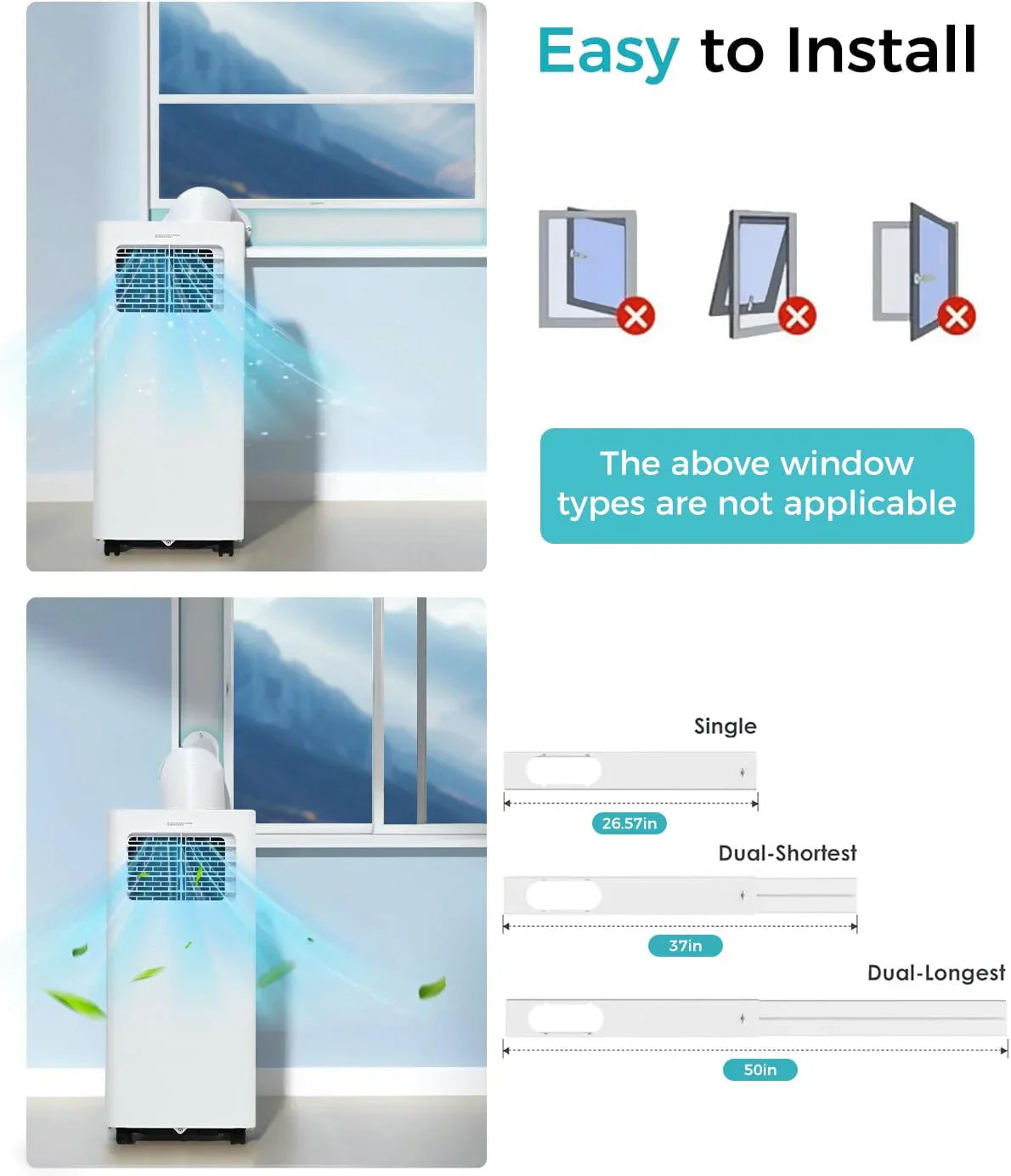 8,000 BTU Portable Air Conditioner 3-in-1 AC Unit with Remote Control Ultra-Quiet Cooling for Rooms