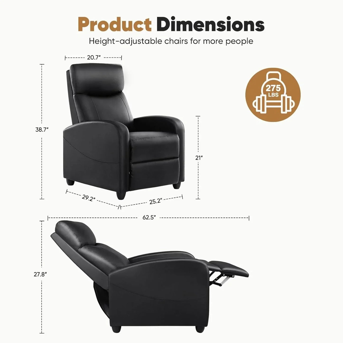 Adult recliner living room massage recliner adjustable home theater chair single sofa