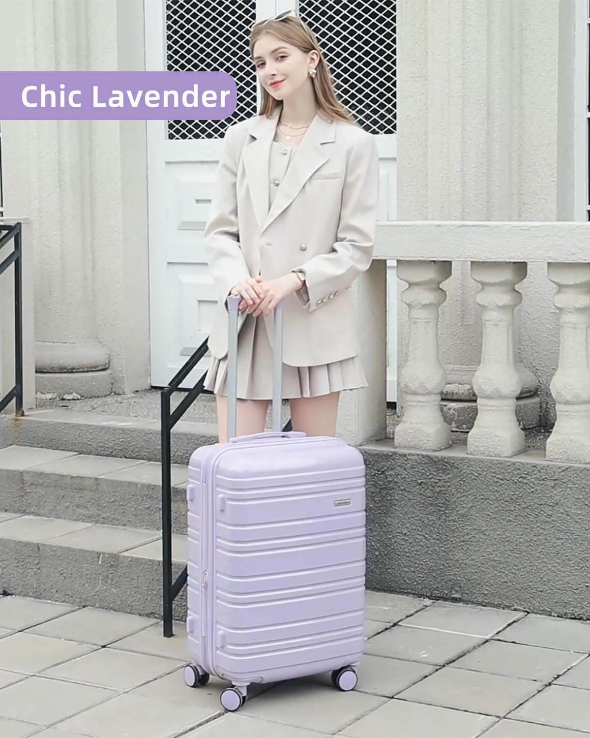 6-piece luggage set, expandable hardshell suitcase set with spinner wheels, lightweight rolling luggage set