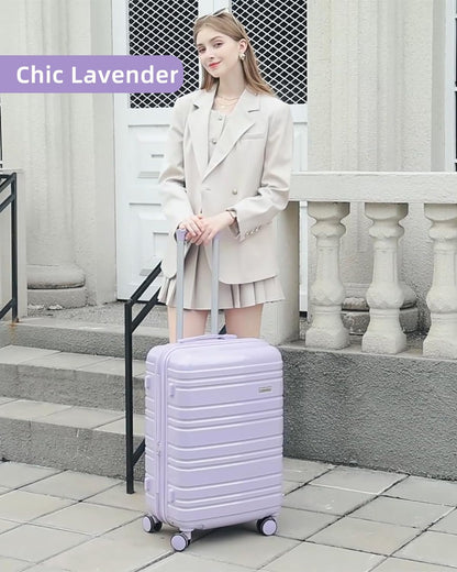 6-piece luggage set, expandable hardshell suitcase set with spinner wheels, lightweight rolling luggage set