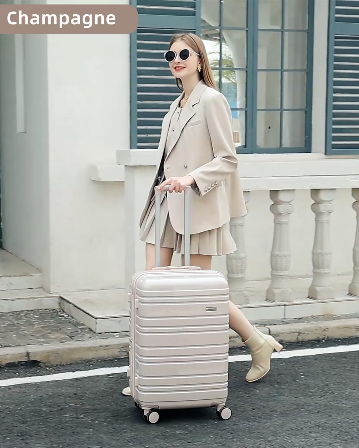 6-piece luggage set, expandable hardshell suitcase set with spinner wheels, lightweight rolling luggage set