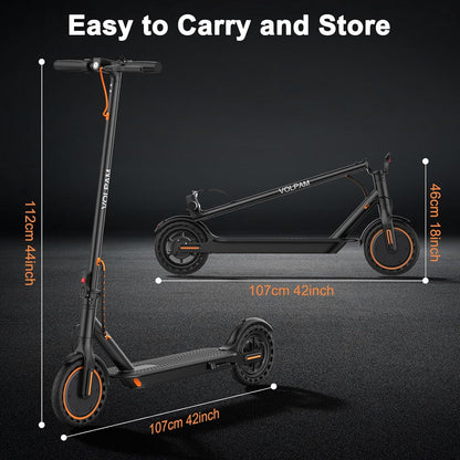 Electric Scooter, 350W/500W Powerful Motor, 8.5"/10" Solid Tires, 19/22Mph, 28/21/12 Miles Range,Dual Braking