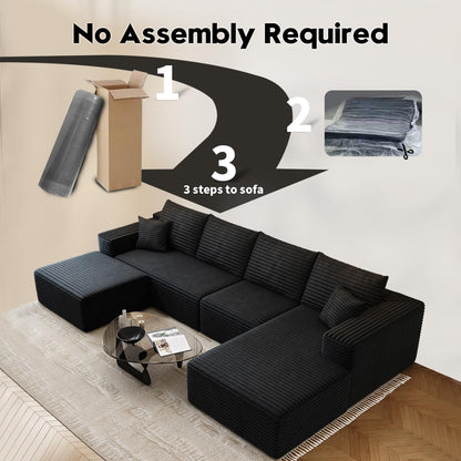 107.5 inch Cloud Modular Sectional Sofa with L-Shaped Chaise Lounge, Modern Minimalist Upholstered Sofa Deep Seating Corner Sofa