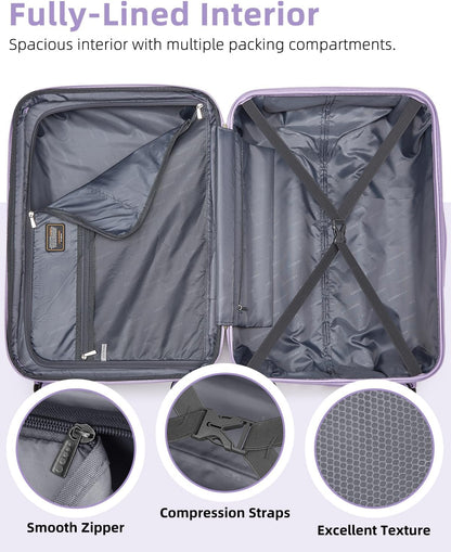 6-piece luggage set, expandable hardshell suitcase set with spinner wheels, lightweight rolling luggage set