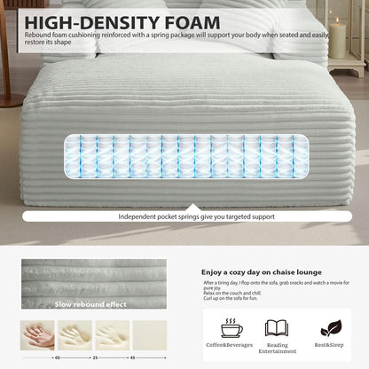 50-inch indoor recliner, oversized corduroy upholstered boneless sofa bed, deep sleeper sofa reading chair, cloud sofa, living room sofa