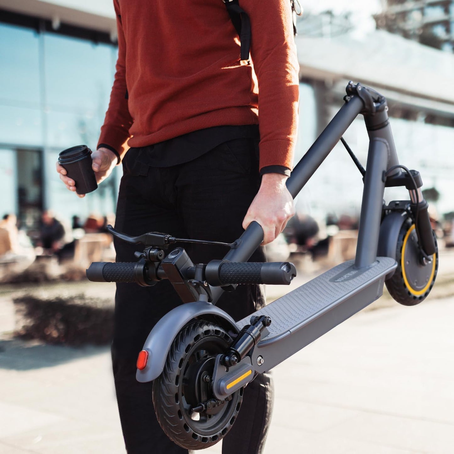 Electric Scooter, 350W/500W Powerful Motor, 8.5"/10" Solid Tires, 19/22Mph, 28/21/12 Miles Range,Dual Braking