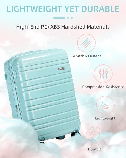 6-piece luggage set, expandable hardshell suitcase set with spinner wheels, lightweight rolling luggage set