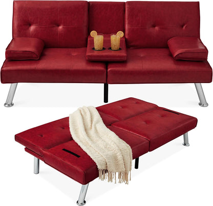 Best Choice Products Faux Leather Upholstered Modern Convertible Futon Adjustable Folding