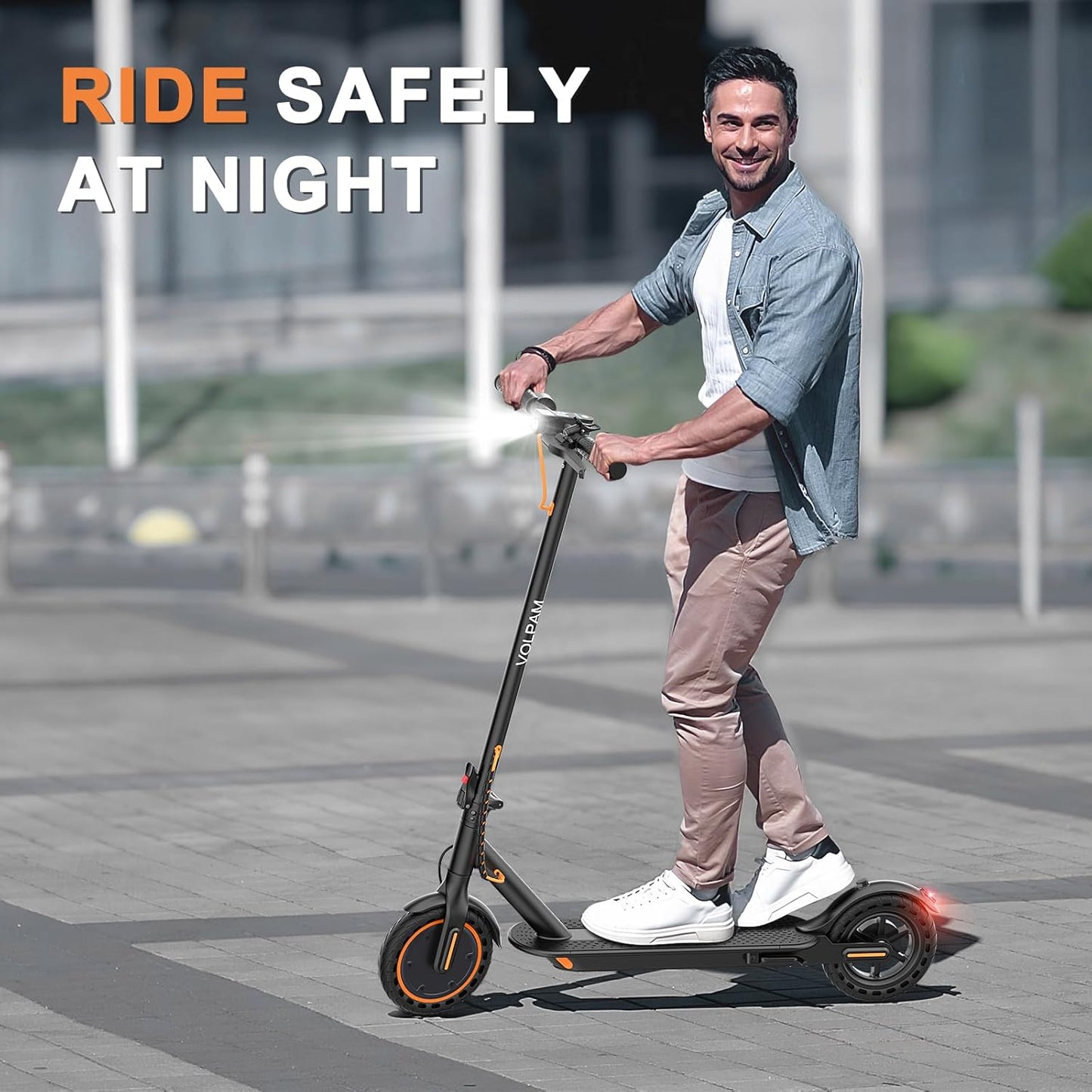 Electric Scooter, 350W/500W Powerful Motor, 8.5"/10" Solid Tires, 19/22Mph, 28/21/12 Miles Range,Dual Braking