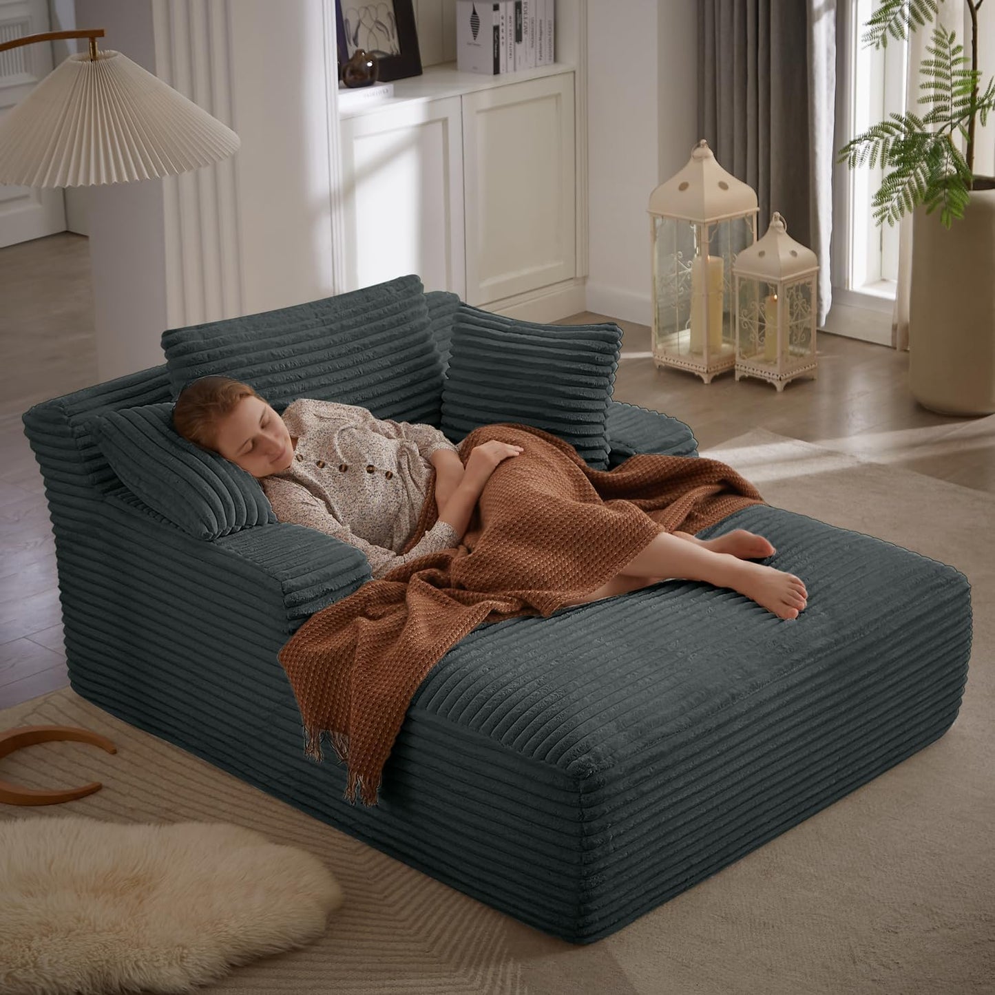 50-inch indoor recliner, oversized corduroy upholstered boneless sofa bed, deep sleeper sofa reading chair, cloud sofa, living room sofa