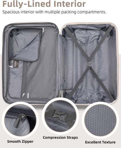 6-piece luggage set, expandable hardshell suitcase set with spinner wheels, lightweight rolling luggage set