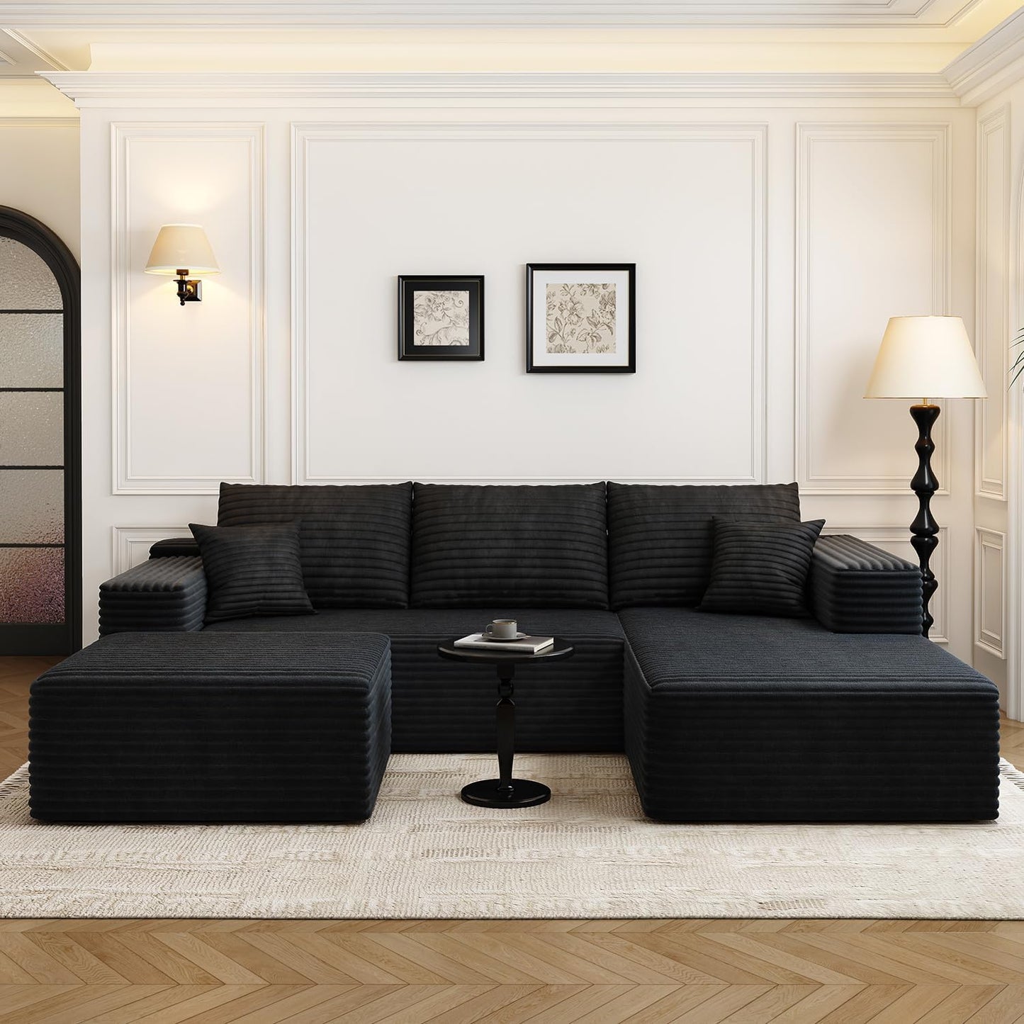 107.5" Cloud Modular Sectional Sofa Couch with L-Shape Chaise,Modern Minimalist Upholstered Couches