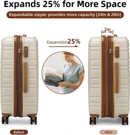 6-piece luggage set, expandable hardshell suitcase set with spinner wheels, lightweight rolling luggage set