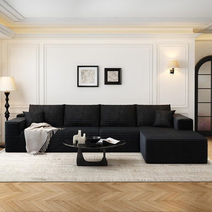 107.5 inch Cloud Modular Sectional Sofa with L-Shaped Chaise Lounge, Modern Minimalist Upholstered Sofa Deep Seating Corner Sofa
