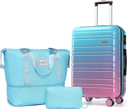 6-piece luggage set, expandable hardshell suitcase set with spinner wheels, lightweight rolling luggage set