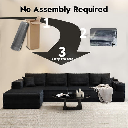 107.5 inch Cloud Modular Sectional Sofa with L-Shaped Chaise Lounge, Modern Minimalist Upholstered Sofa Deep Seating Corner Sofa