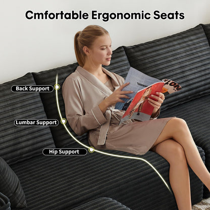 107.5" Cloud Modular Sectional Sofa Couch with L-Shape Chaise,Modern Minimalist Upholstered Couches