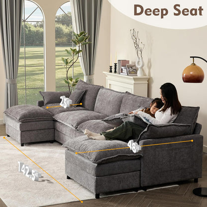108" U-shaped sofa modular sofa three-seater comfortable cloud sofa
