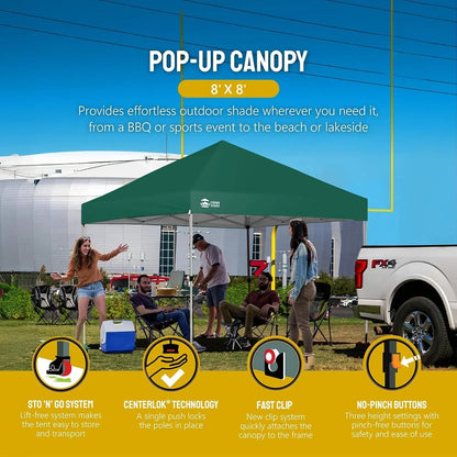 10x10 Pop-Up Awning One-Click Installation Beach Tent Outdoor Sunshade Silver Coated Top