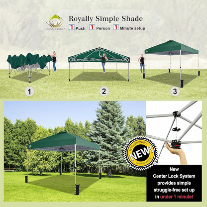 10x10 Pop-Up Awning One-Click Installation Beach Tent Outdoor Sunshade Silver Coated Top