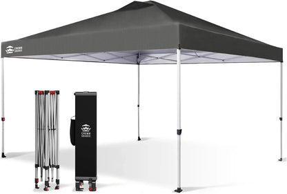 10x10 Pop-Up Awning One-Click Installation Beach Tent Outdoor Sunshade Silver Coated Top