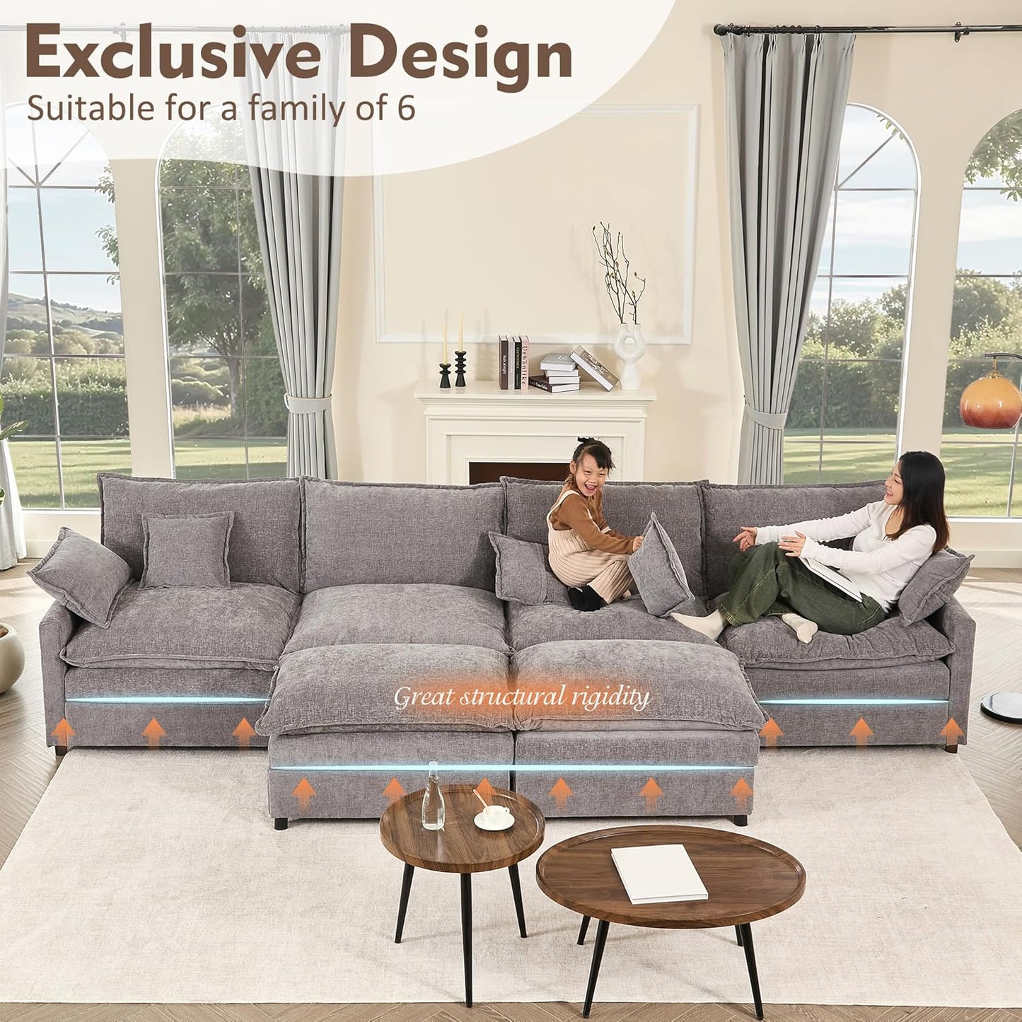 108" U-shaped sofa modular sofa three-seater comfortable cloud sofa