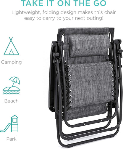 Best Choice Products Folding Zero Gravity Recliner Patio Lounge Chair Adjustable Canopy Shade