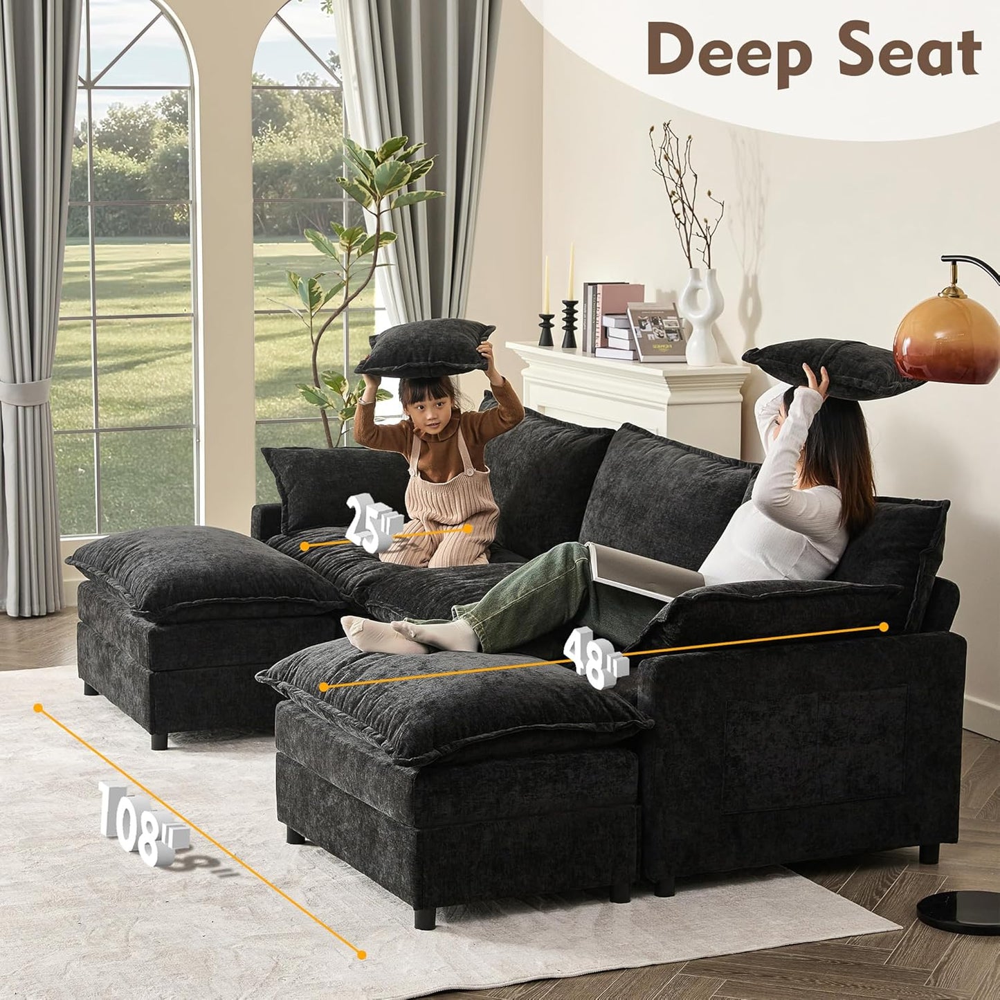 108" U-shaped sofa modular sofa Comfortable cloud sofa
