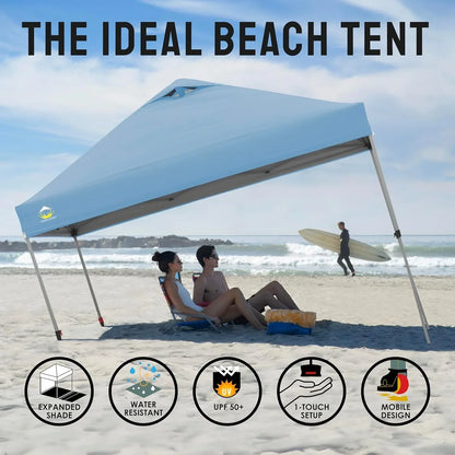 10x10 Pop-Up Awning One-Click Installation Beach Tent Outdoor Sunshade Silver Coated Top
