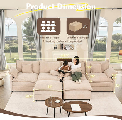 108" U-shaped sofa modular sofa Comfortable cloud sofa
