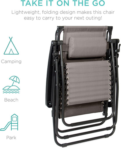 Best Choice Products Folding Zero Gravity Recliner Patio Lounge Chair Adjustable Canopy Shade
