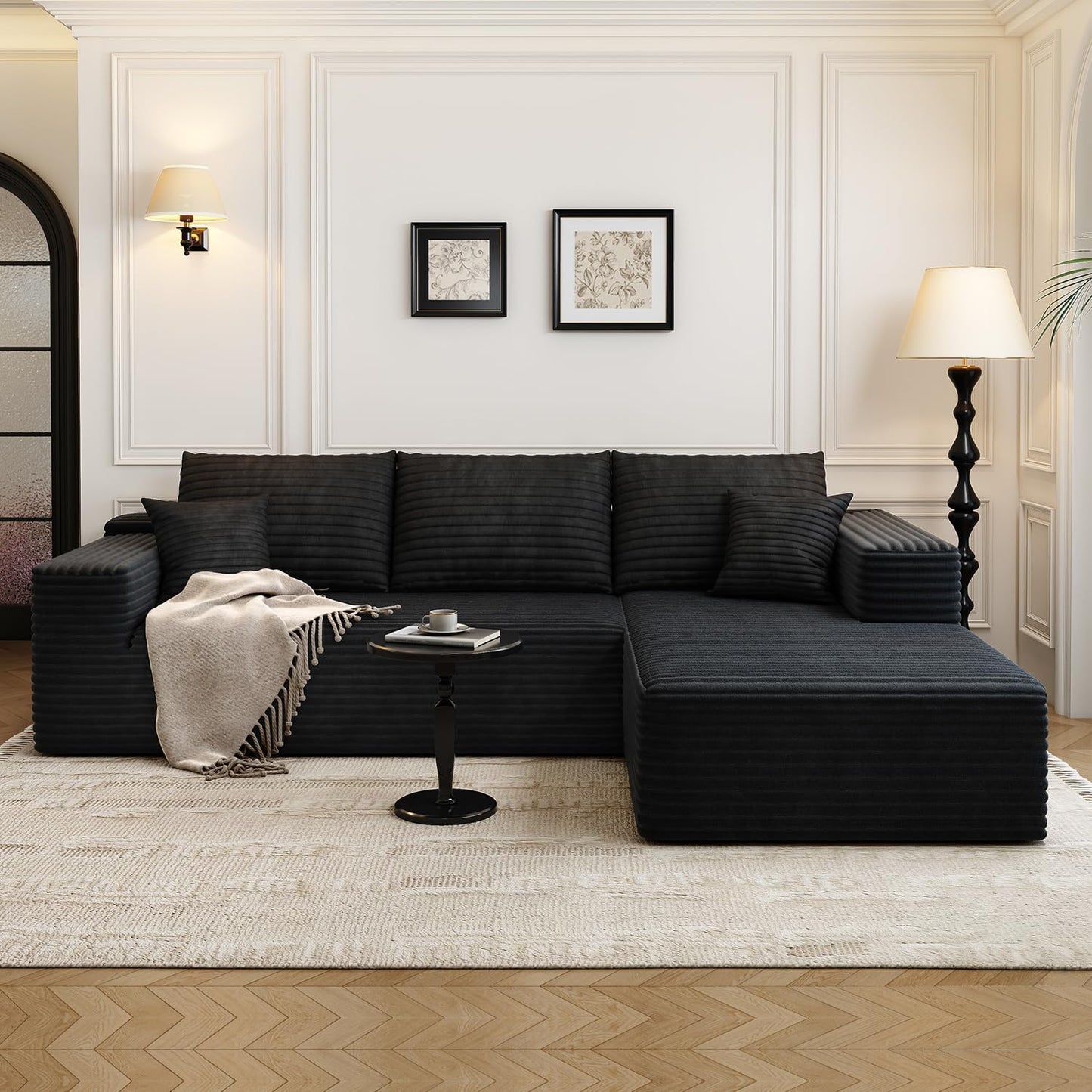 107.5" Cloud Modular Sectional Sofa Couch with L-Shape Chaise,Modern Minimalist Upholstered Couches