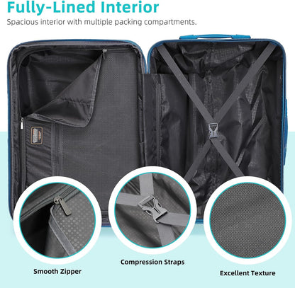6-piece luggage set, expandable hardshell suitcase set with spinner wheels, lightweight rolling luggage set