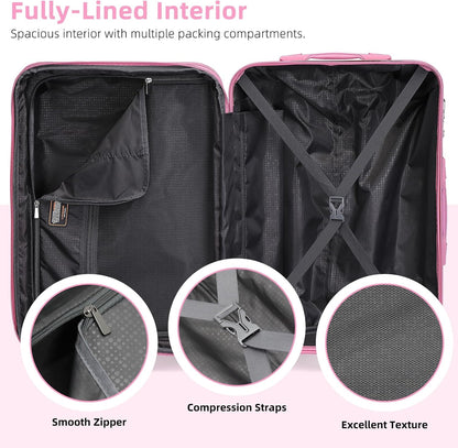 6-piece luggage set, expandable hardshell suitcase set with spinner wheels, lightweight rolling luggage set