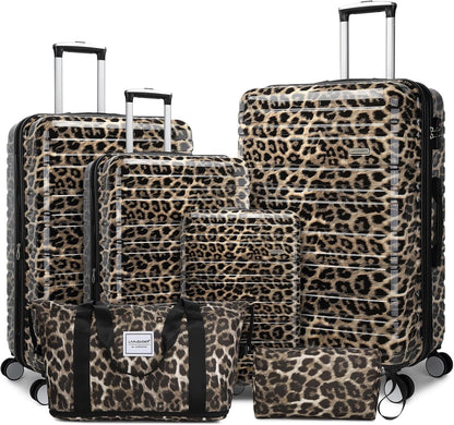 6-piece luggage set, expandable hardshell suitcase set with spinner wheels, lightweight rolling luggage set