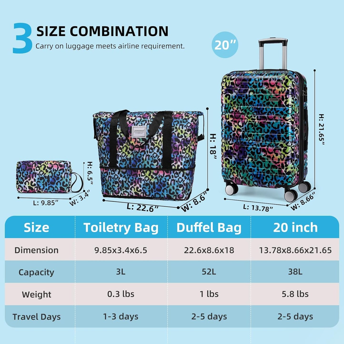 6-piece luggage set, expandable hardshell suitcase set with spinner wheels, lightweight rolling luggage set