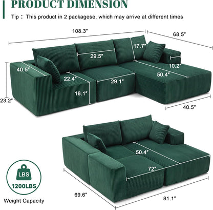 108 Modular Sectional Sofa Cloud Sectional Couch Modern Modular L-Shape Sofa Couch