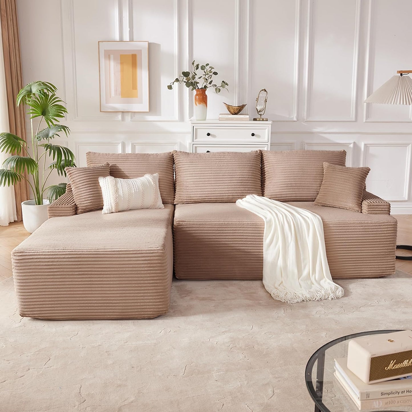 110 Cloud Sectional Couch, Boneless Sofa for Living Room Modular Sectional Sofa with Deep Seat