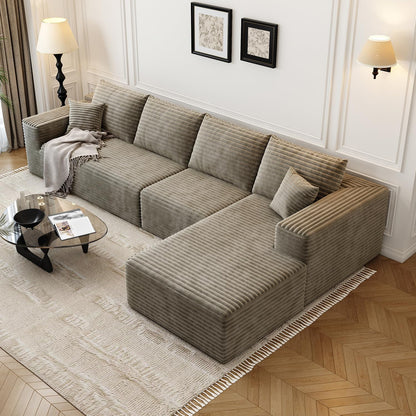107.5 inch Cloud Modular Sectional Sofa with L-Shaped Chaise Lounge, Modern Minimalist Upholstered Sofa Deep Seating Corner Sofa