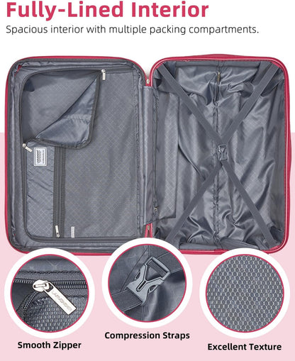 6-piece luggage set, expandable hardshell suitcase set with spinner wheels, lightweight rolling luggage set