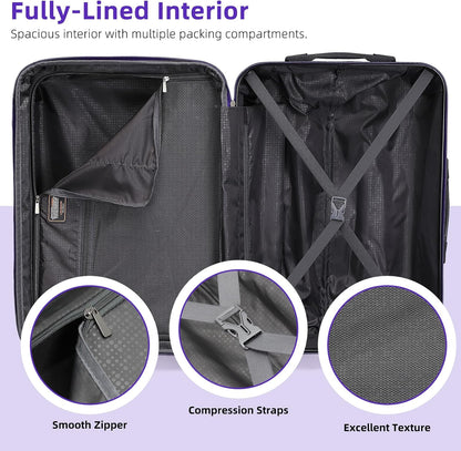6-piece luggage set, expandable hardshell suitcase set with spinner wheels, lightweight rolling luggage set