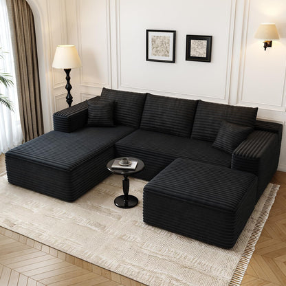 107.5 inch Cloud Modular Sectional Sofa with L-Shaped Chaise Lounge, Modern Minimalist Upholstered Sofa Deep Seating Corner Sofa