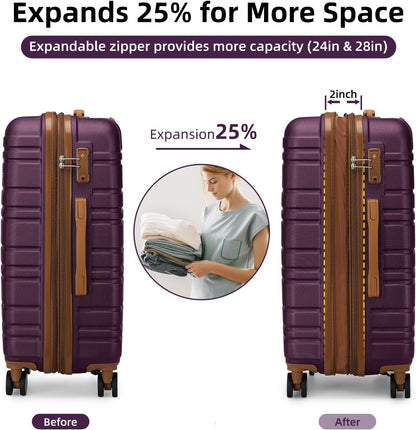 6-piece luggage set, expandable hardshell suitcase set with spinner wheels, lightweight rolling luggage set