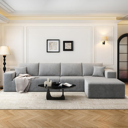 107.5 inch Cloud Modular Sectional Sofa with L-Shaped Chaise Lounge, Modern Minimalist Upholstered Sofa Deep Seating Corner Sofa
