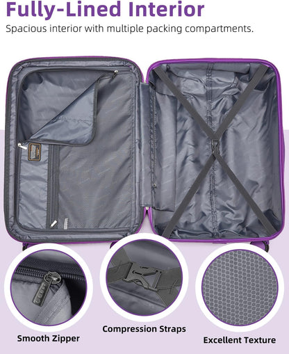 6-piece luggage set, expandable hardshell suitcase set with spinner wheels, lightweight rolling luggage set