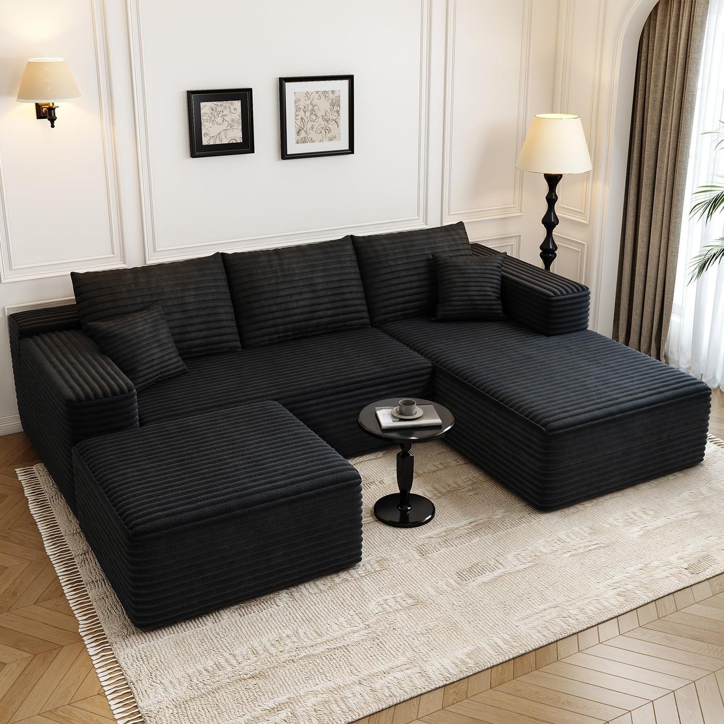 107.5 inch Cloud Modular Sectional Sofa with L-Shaped Chaise Lounge, Modern Minimalist Upholstered Sofa Deep Seating Corner Sofa