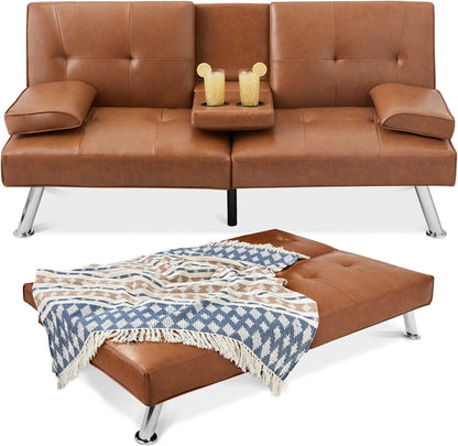 Best Choice Products Faux Leather Upholstered Modern Convertible Futon Adjustable Folding